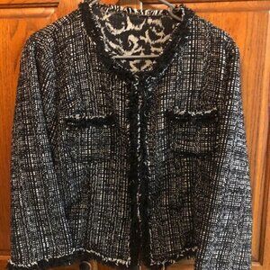 Newport News Black and white fringe jacket